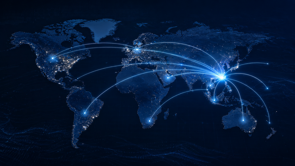 GLOHE global two-way radio distribution and communication network