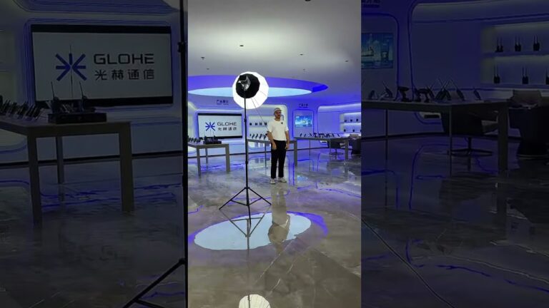 Behind the scenes of a GLOHE two-way radio product shoot in the showroom